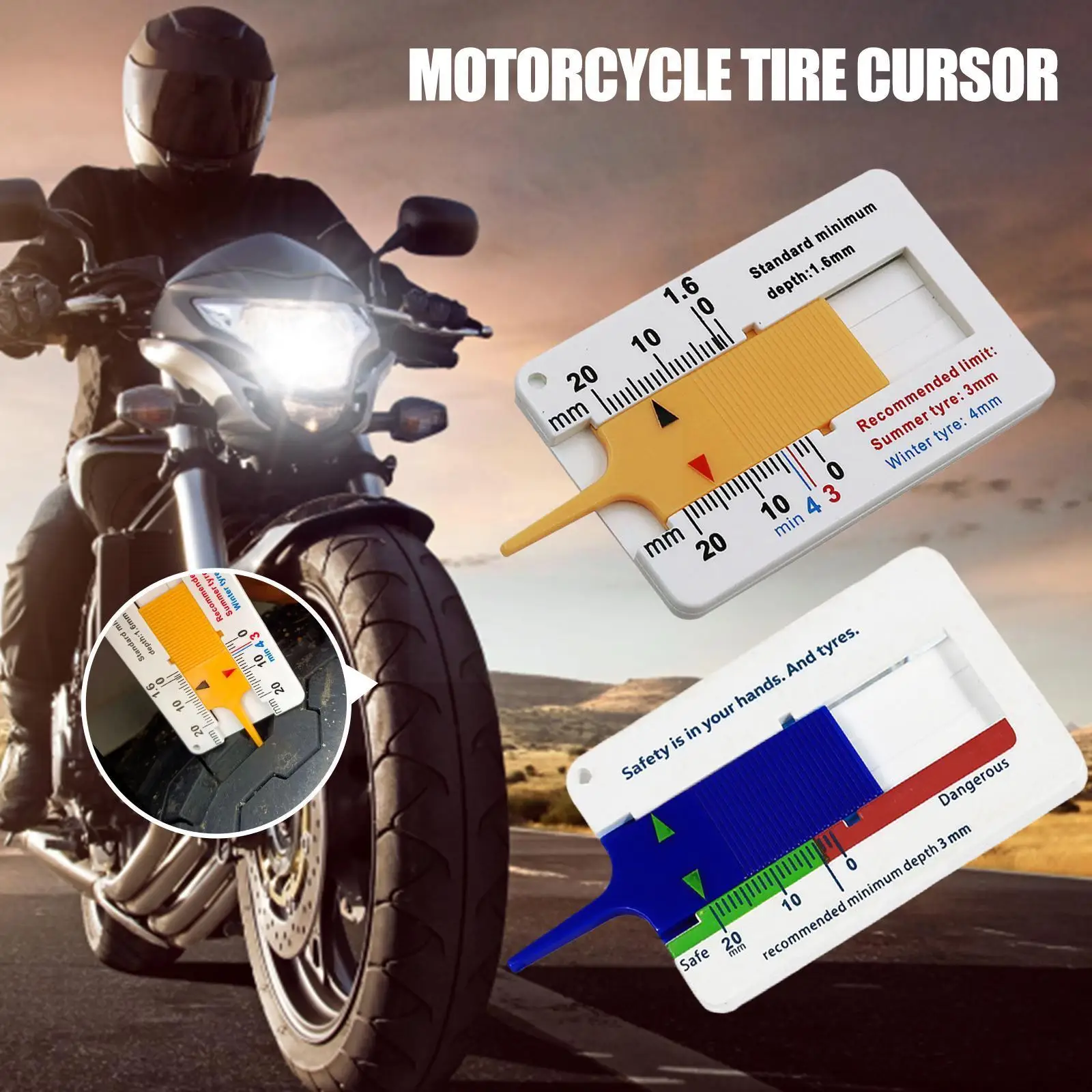 

Car Tire Tread Depth Gauge 0 - 20mm Gauge Tire Thickness Tool Depth Tread Gauge P7F2