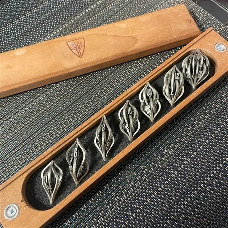 

New D&d Dnd Dice Set Metal Alloy Hollow Arcanum Rol RPG MTG Dice For Table Games Party Game Dice Creative Gift For Friends