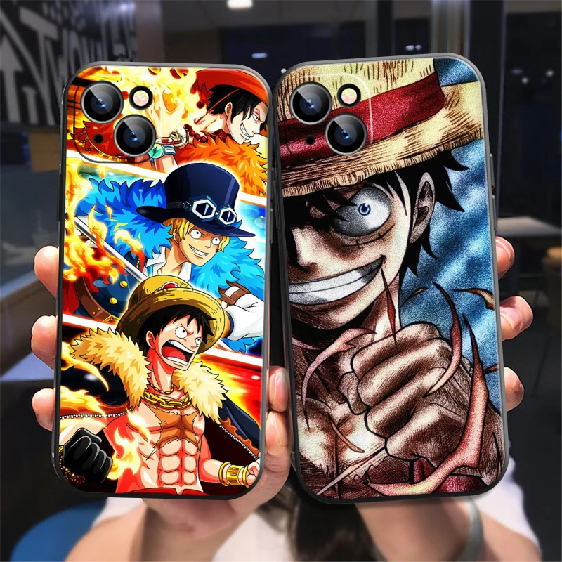 

One Piece Anime Phone Case For iPhone X XS XR XS Max 11 11 Pro 12 12 Pro Max For iPhone 12 13 Mini Soft Liquid Silicon Back