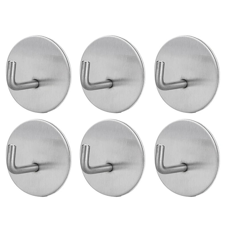 

6Pc Self-Adhesive Towel Hooks Without Drilling Stainless Steel Wall Hooks Towel Holder Door Hooks For Home, Kitchen