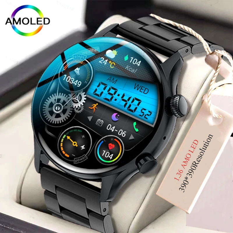 

2022 New NFC Bluetooth call Smartwatch Men 1.36 inch AMOLED 390*390 Screen Support Always On Display Smart Watch IP68 Waterproof