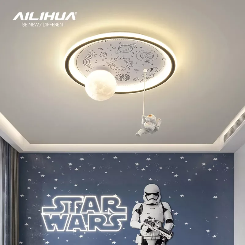 

Новинка 2023 простой современный светильник в виде Луны астронавта для маленьких мальчиков и девочек светодиодный потолочный светильник для...