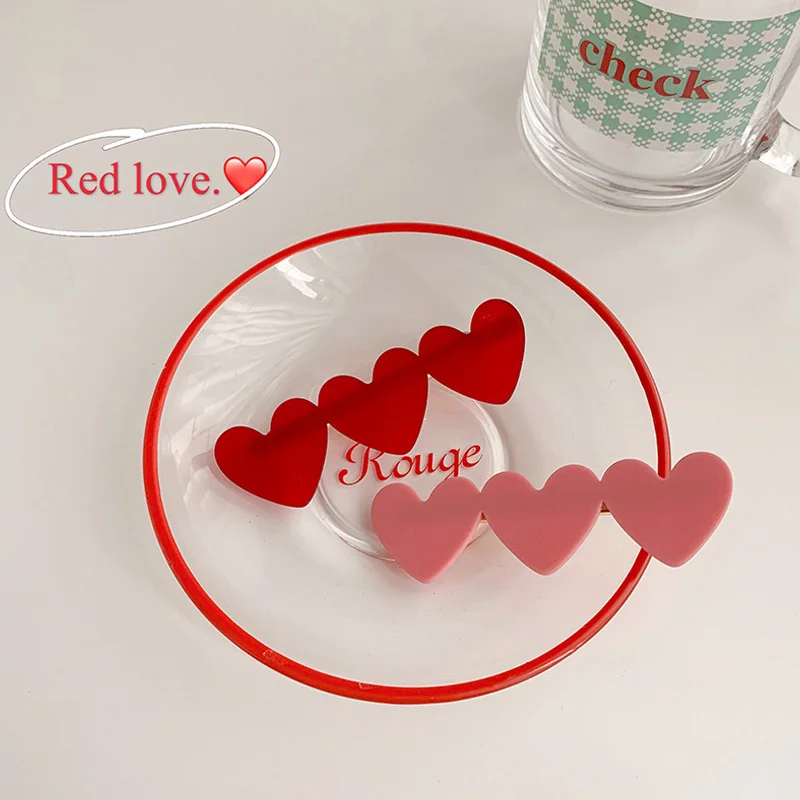 

Lovely Red Heart Korean Hair Clips For Women Hairpin Crab Headband For Girls Hair Accessories Headwear Ornament Wholesale