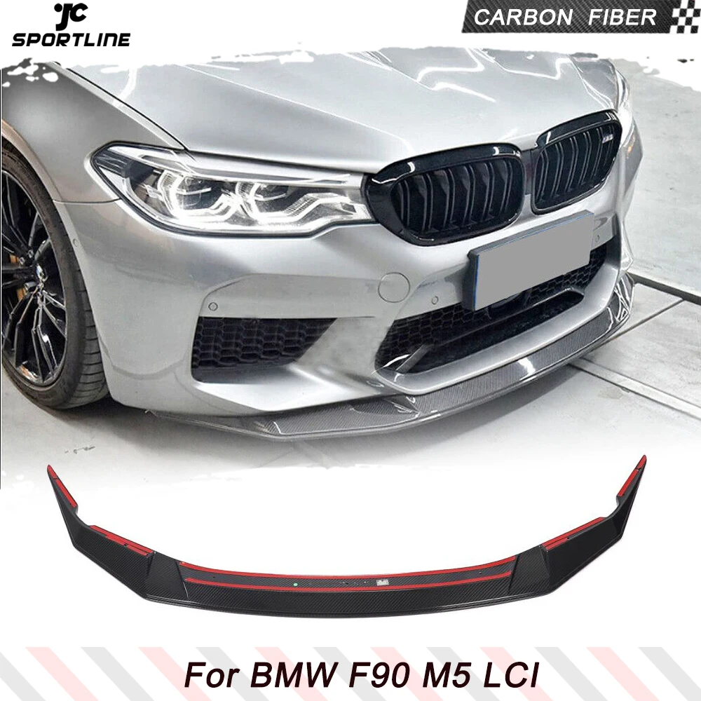 

Car Front Bumper Lip Spoiler Splitters For BMW 5 Series F90 M5 LCI Competition 2021- 2023 Carbon Fiber Front Spoiler Splitters