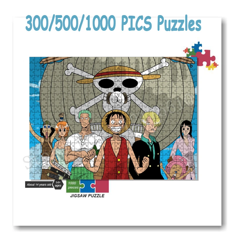 Аниме цельный пазл 300/500/1000 фото мультфильм пиратская лодка развивающие пазлы