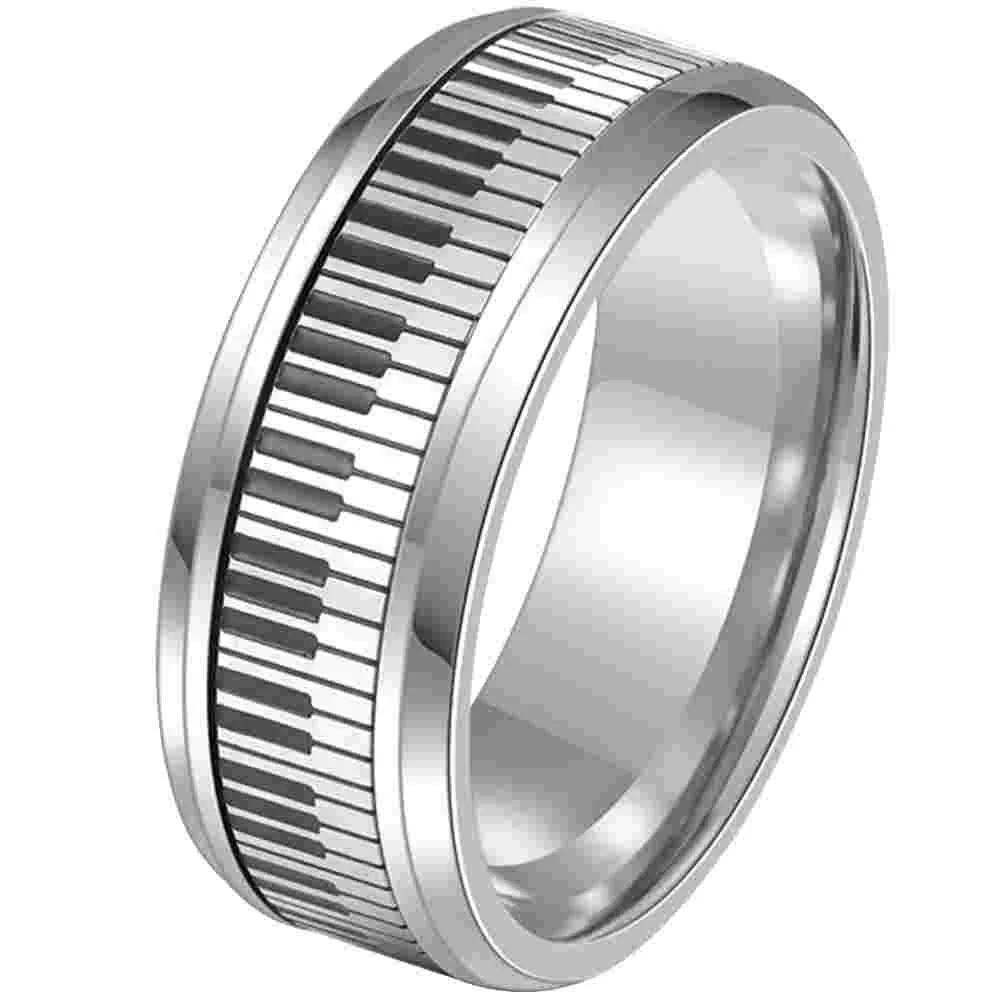 

Rotatable Rings Band Piano Key Mens Ring Wedding Finger Ring Musical Jewelry Rings Men Ring