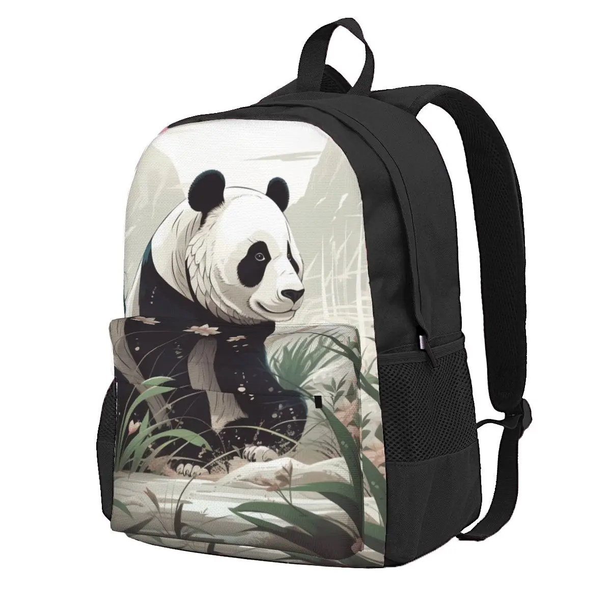 

Рюкзак с изображением панды, плоские рюкзаки унисекс из полиэстера с рисунком животных, милые школьные ранцы, рюкзак