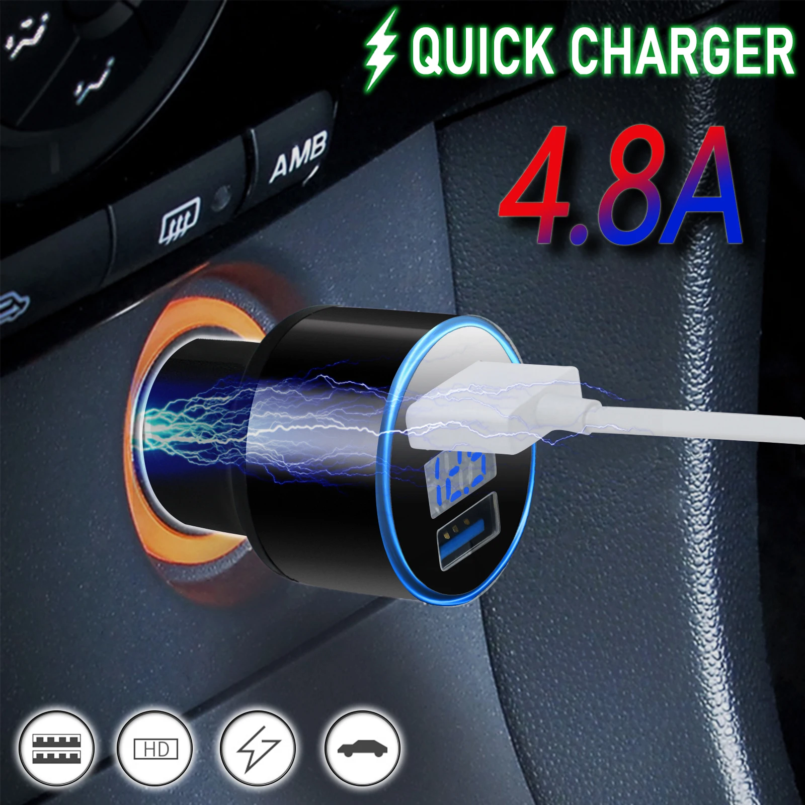 

Автомобильное зарядное устройство с двумя USB-портами, 3,1 А