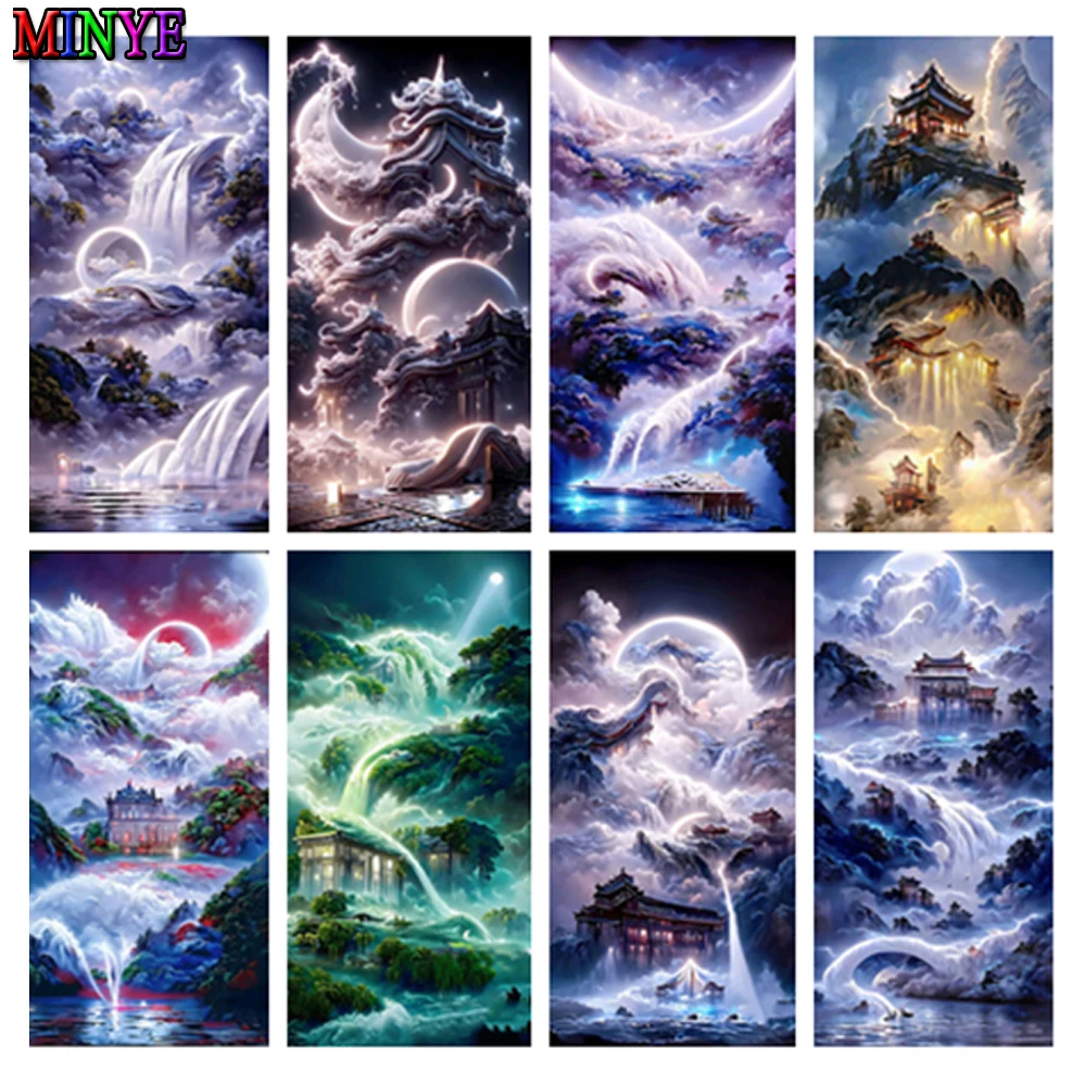 

Алмазная 5D живопись, новинка 2023, сказочный водопад, облако, пейзаж, алмазная вышивка, полная мозаика Dimaond, украшение для дома