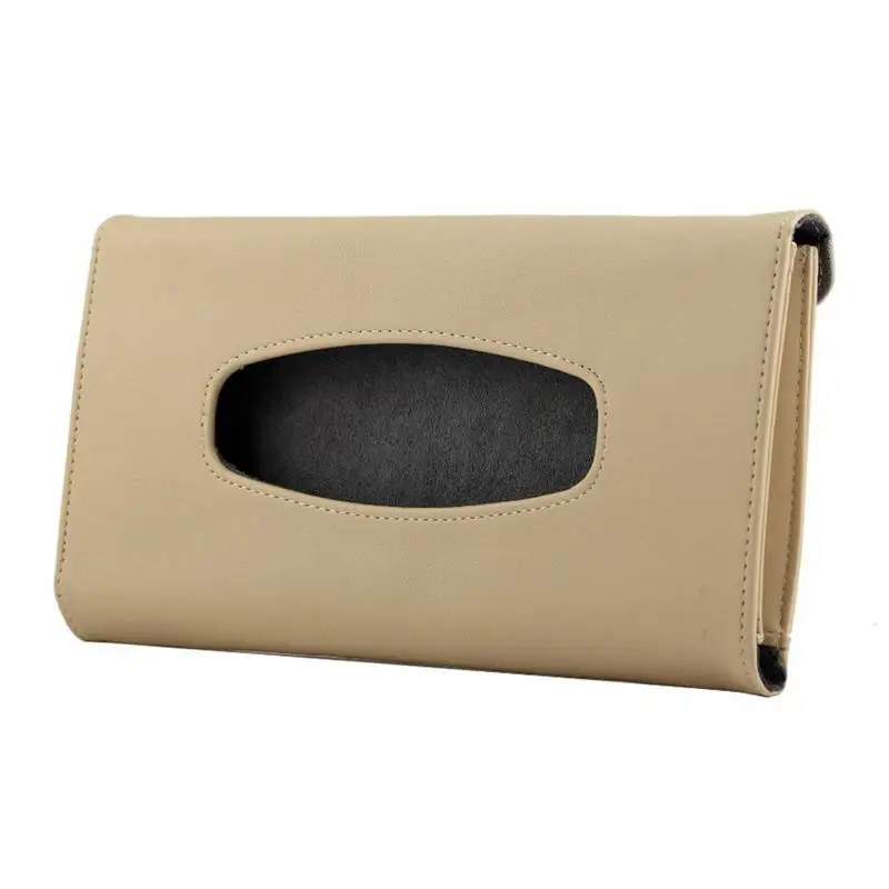 

Tissue Box Car Sun Visor PU Leather Tissue Box Auto Clip Holder Paper Napkin Accessories BO