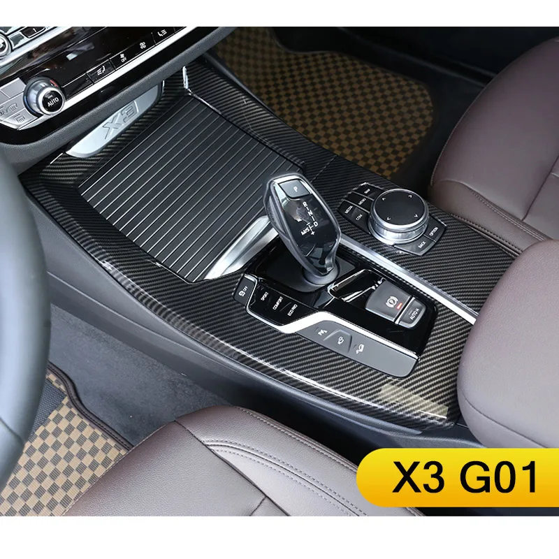 

Carbon Fiber Style For BMW X3 X4 G01 G02 2018-19 Car ABS Center Console Gear Shift Decoration Panel Cover Trim Accessories LHD