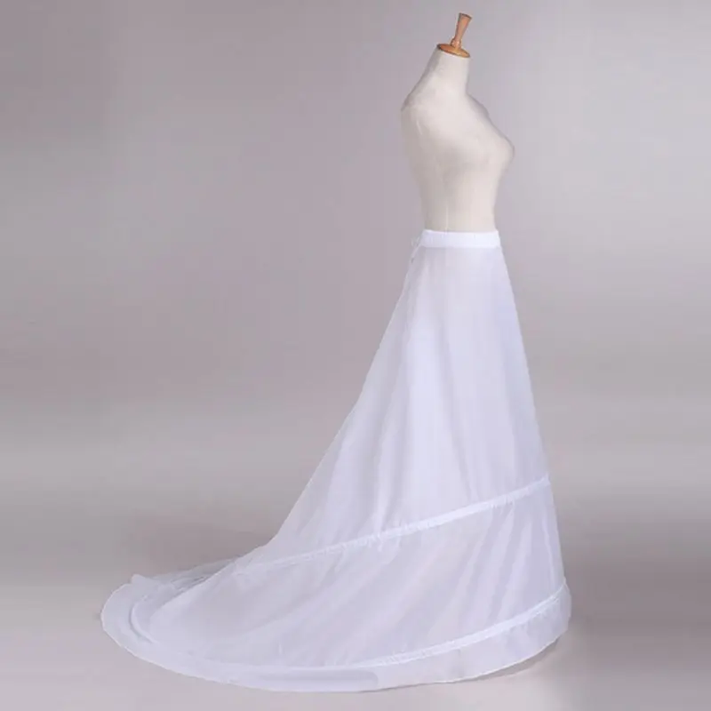 

Bride Wedding Dress Trailing Skirt Petticoat Yarnless 2-hoops Elastic Waist Drawstring Adjustable Fishtail Slip Skirts 2022