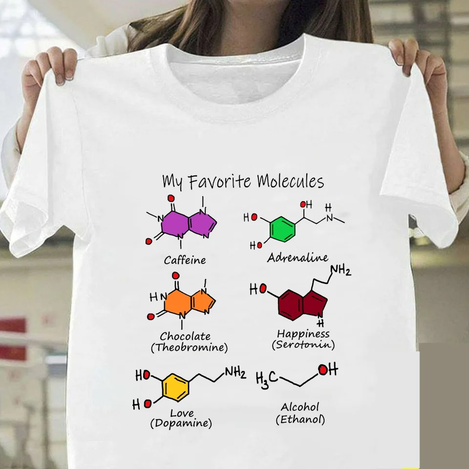 

Chemistry Is Awesome My Favorite Molecules Caffeine Print T Shirt Men's T-shirt Men O-neck Basic Tshirt Male Classical Tops Tees