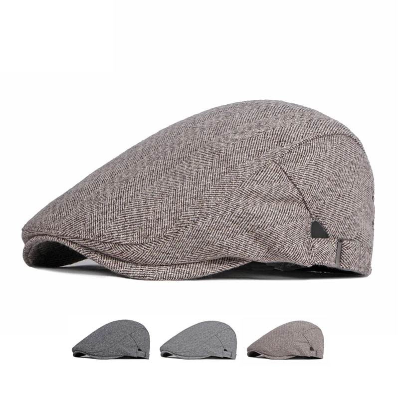 

Hat Newsboy Caps for Men Autumn Winter Warm Woolen Beret Men's British Vintage Cap Forward Cap Gatsby Painters Hats Ivy Boina