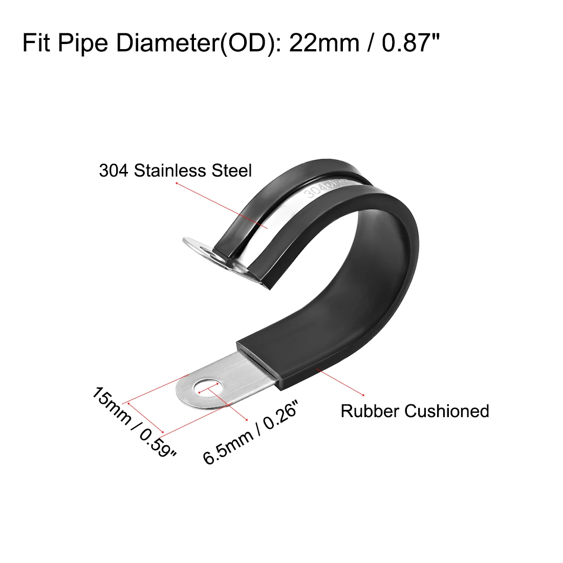 Uxcell 5 шт. кабельный зажим 6-63 мм наружный диаметр 304 из нержавеющей стали с