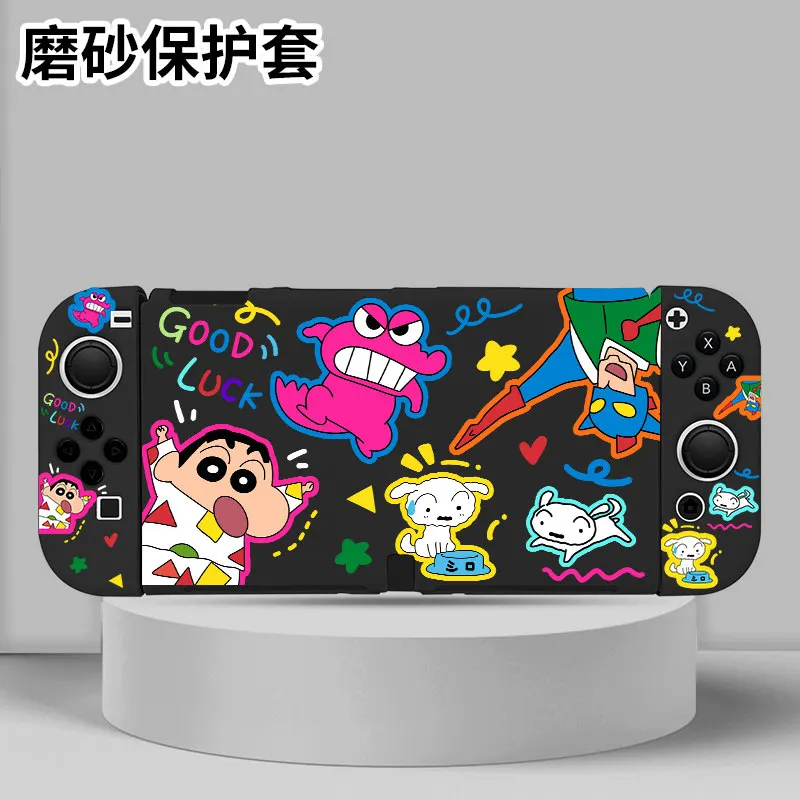 Фото Защитный чехол для Switch 2 с милым дизайном, мультяшным граффити и персонажем Шин-чан, настраиваемый, для OLED-версии NS, аниме-аксессуары для игр №5