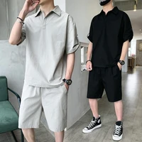 korean style 2 piece set tracksuit men shorts set summer clothes casual men fashion clothing short sleeve sets men 2022