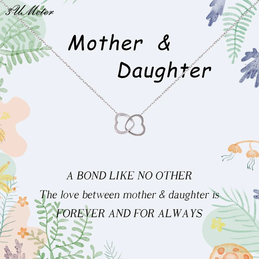 

To My Mom Simple Double Love Mother Necklace Elegant Mother and Daughter Necklace Stainless Steel Jewelry Gift for Mother's Day