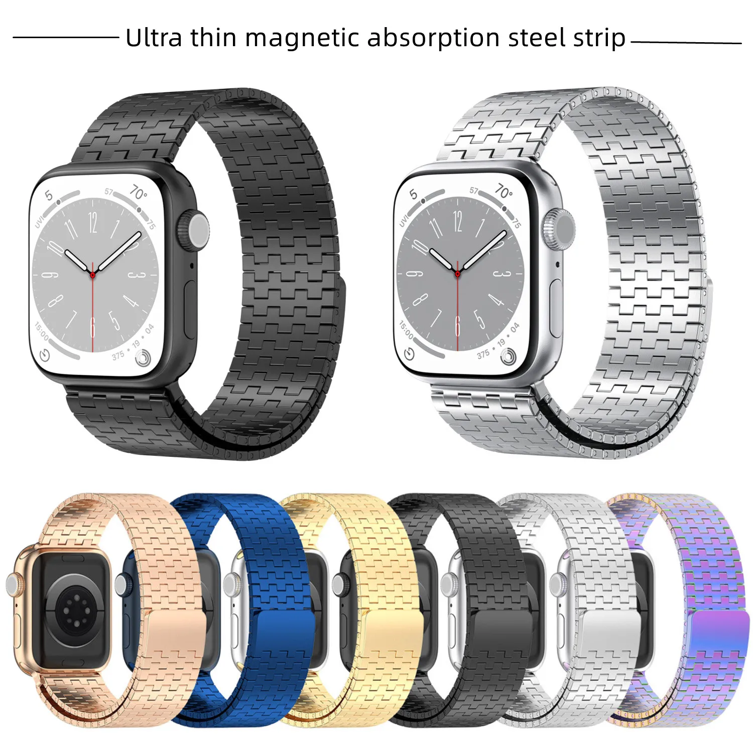 

Stainless Steel Strap For Apple Watch 9 8 7 41mm 45mm 44mm 40mm Bracelet for iWatch 9 7 8 6/5/4/3 42mm Luxury Metal Band Straps
