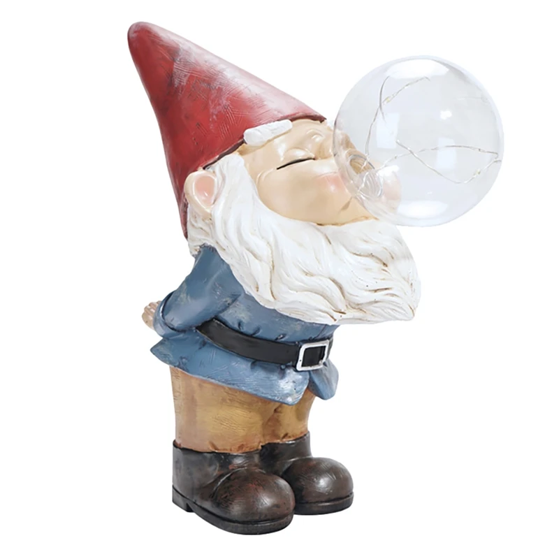 

LUDA Garden Gnome Statue With Solar Powered Lamp Dwarf Miner Resin Figurines Ornaments Outdoor Solar Gnome Ornaments