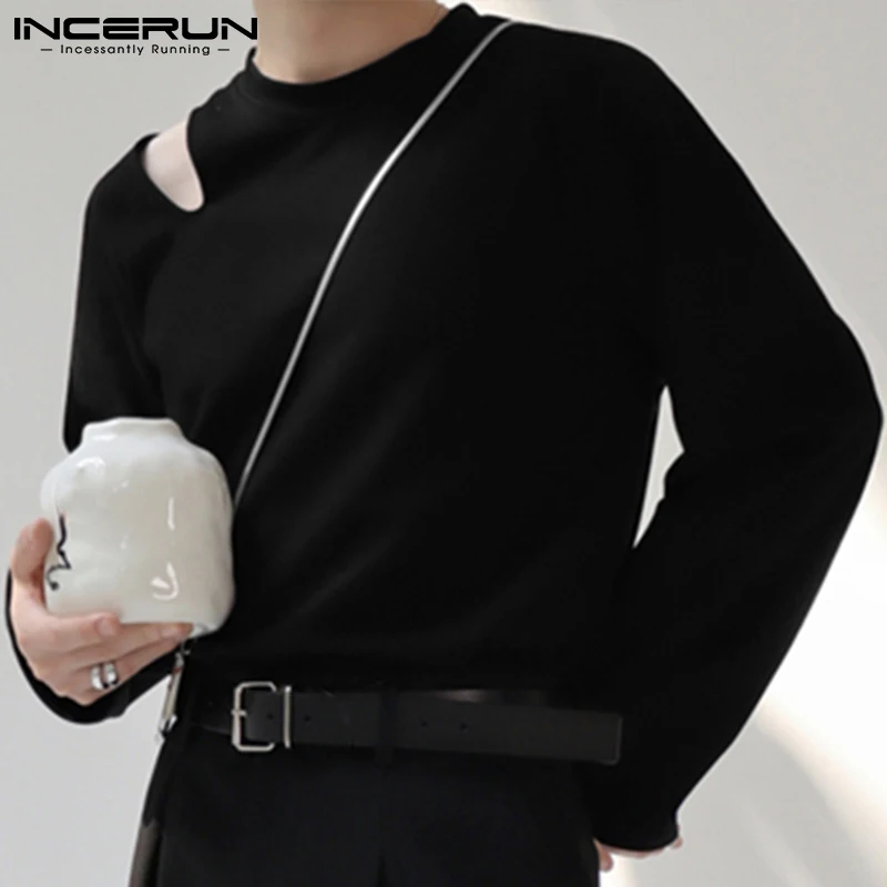 

Мужская футболка с длинным рукавом и круглым вырезом, свободного покроя