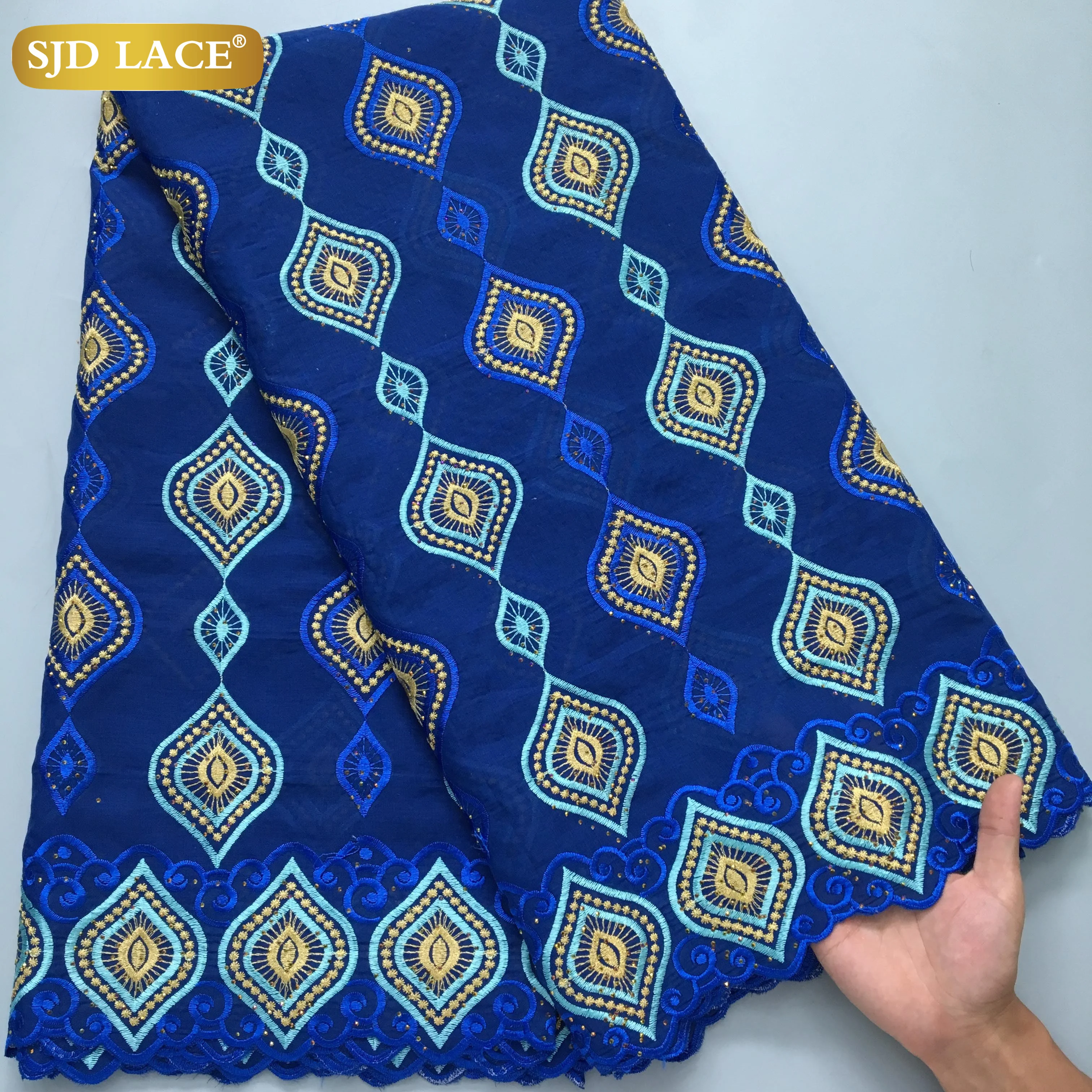 Африканское Хлопковое Кружево Sjd 2024 Высокое Качество Нигерийский Стиль Для