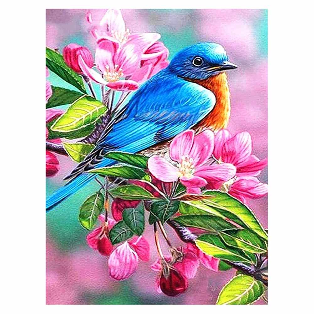 

5D Diamond Painting Birds on Peach Blossoms Diamond Embroidery Mosaic Picture Full Round Rhinestone Kit DIY Home Decoration