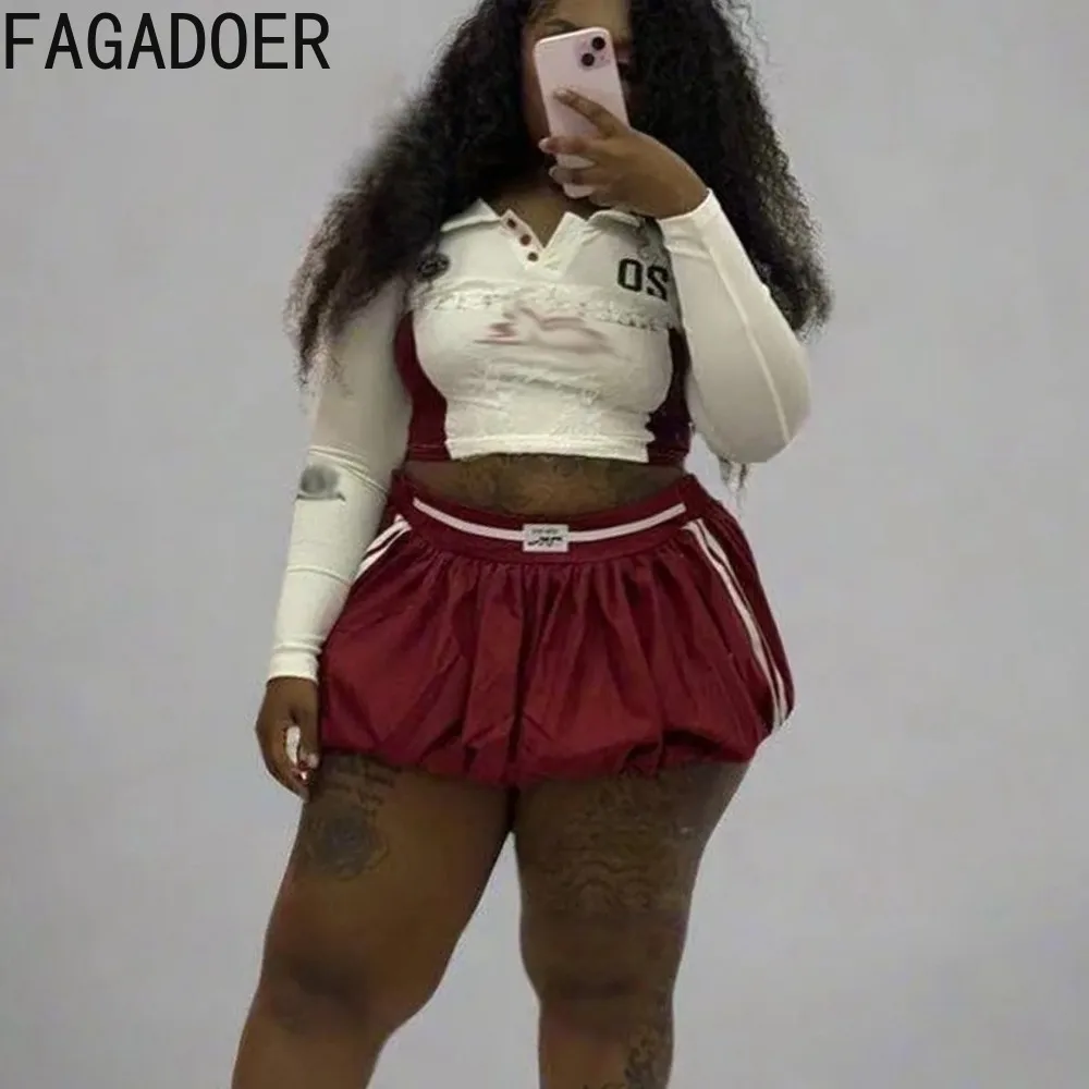 FAGADOER Sweet Женский комплект из 2 предметов кружевной лоскутный укороченный топ с