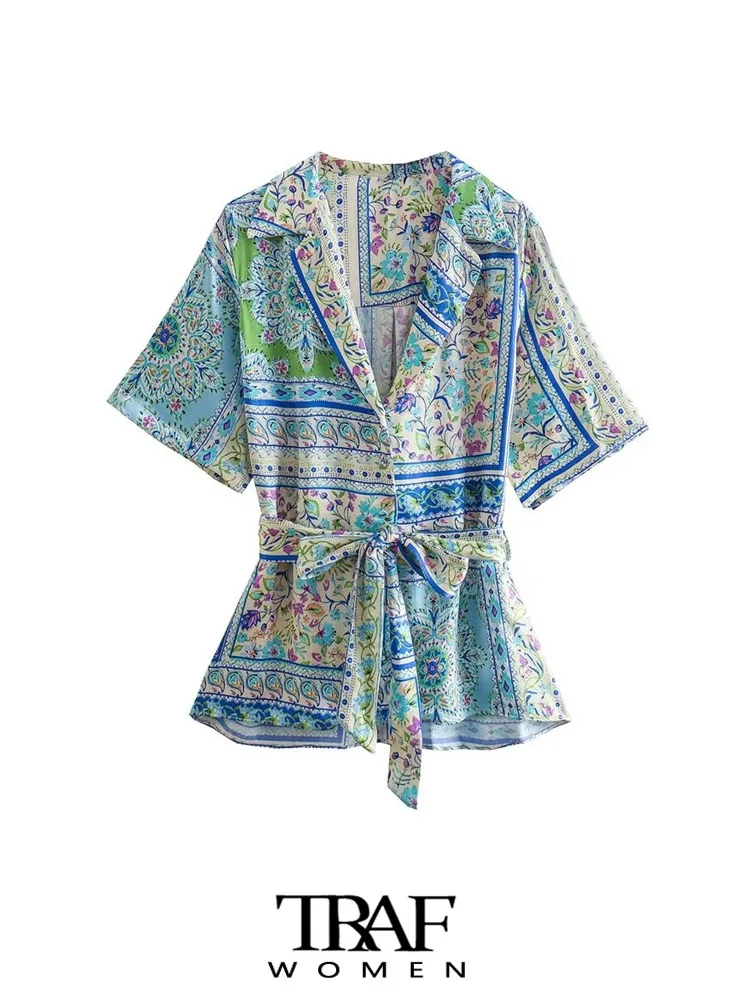 

Блузка Женская Асимметричная с поясом, длинным рукавом и пуговицами спереди