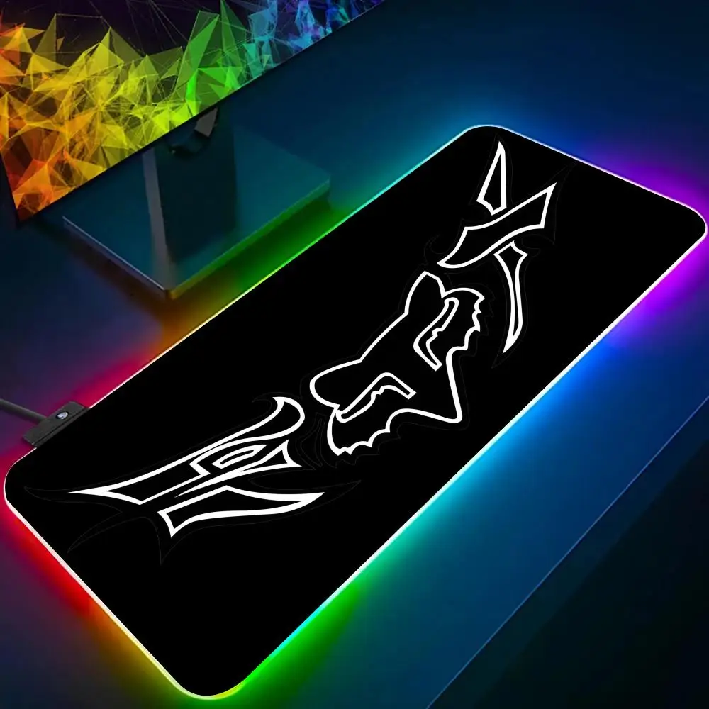 Is Car F-Fox Racing Logo MINISO Mouse Pad RGB Glow Personality Picture Custom PC Table Mat Carpet Game Player Dedicated LED