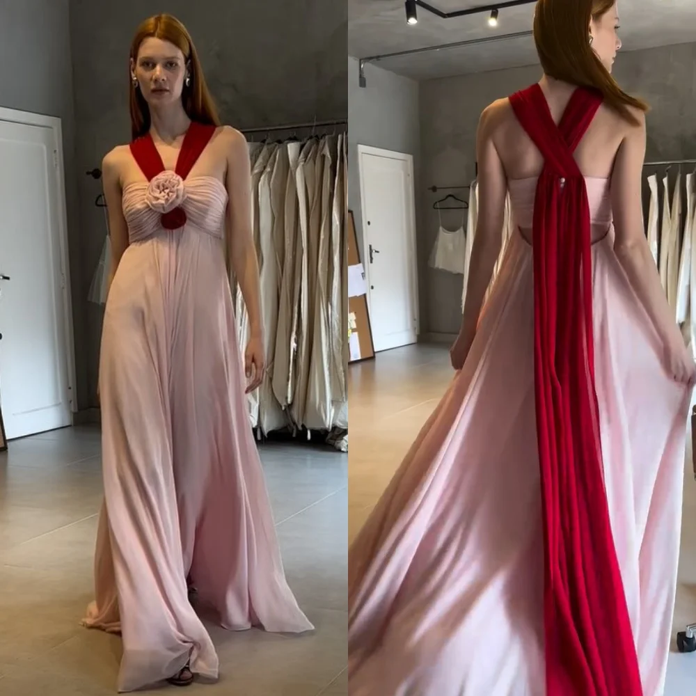 Простые шифоновые плиссированные цветочные длинные платья трапециевидной формы