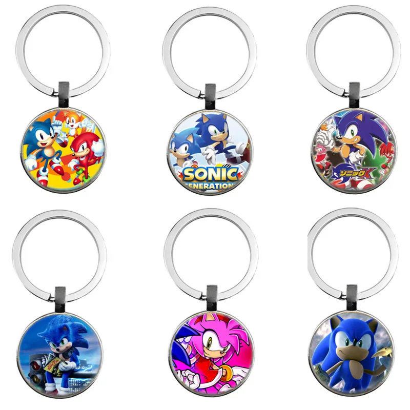 

Anime Hedgehog Sonic Time Stone Keychain Creative Trends Schoolbag Decoration Gifts for Children Keychain Wholesale