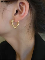kshmir metallic triangle braided earring for female fashionable versatile earring high grade sweet and cool earring