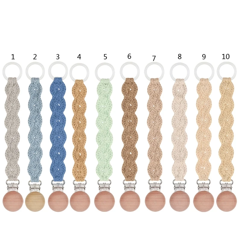 

57EE Vintage Crochet Pacifier Clip Baby Pacifier Chain Clips Adapter Holder O Rings Newborn Teething Soother Chew Dummy Clips