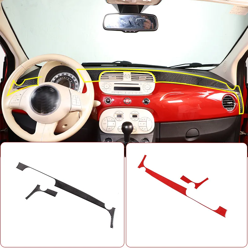 

For Fiat 500 2011-2019 Soft Carbon Fiber Car Center Control Dashboard Decorative Strip Sticker Car Interior Accessories