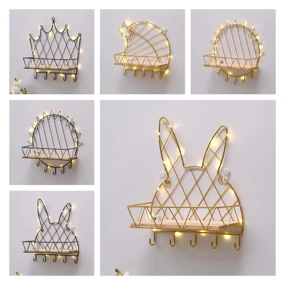 

Storage Holders Racks Decorative Storage Rack Punch Free Iron Large Capacity Exquisite Storage Shelf Holder Home Storage