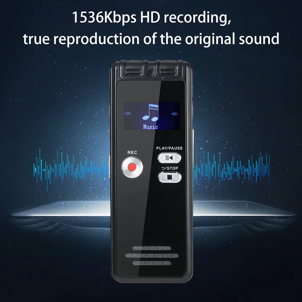 Цифровой диктофон 64 ГБ Воспроизведение записи MP3 музыкальный плеер с микрофоном