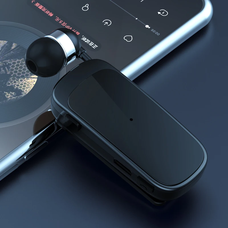 Mini Portable Wireless Bluetooth Earphone In-Ear Headset Vibrating Alert Wear Clip Hands Free Earphones ears in lotus with wire