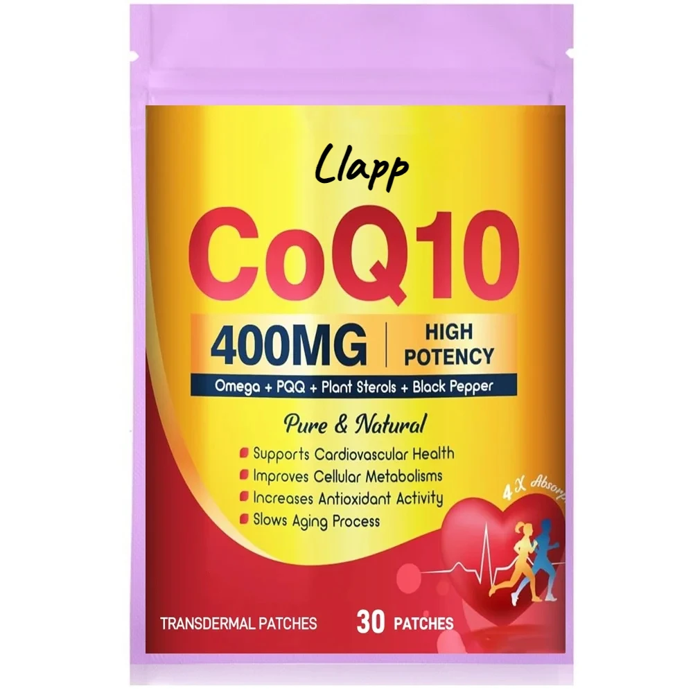 30 Patches CoQ10 Transdermal Plus PQQ Omega 3 and Vitamin E for Heart Cellular Energy