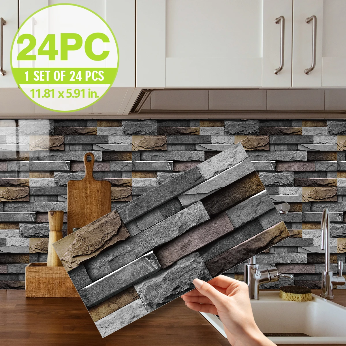 24 шт. мраморный узор 3D эффект кристалл кухонные наклейки водостойкие