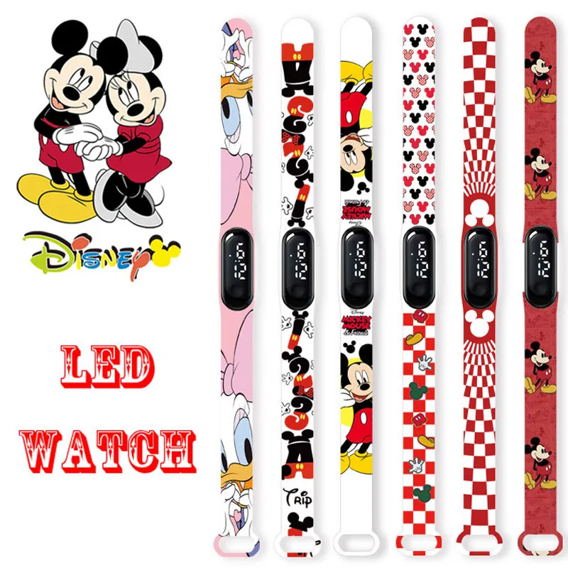 

Disney Childrens Watch Mickey Mouse Cartoon Action Figure Anime LED Touch Waterproof Electronic Kids Sports Watch Birthday Gifts