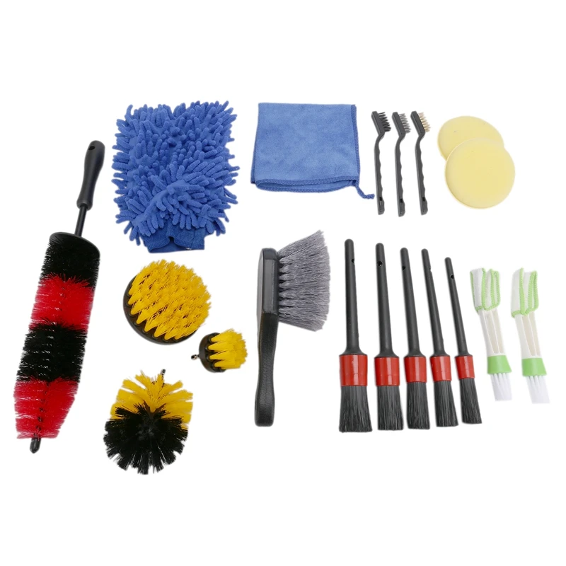 

19Pcs Detailing Brush Drill Brushes Tool For Car Tire Rim Cleaning Detail Brush Set For Cleaning Car Wash
