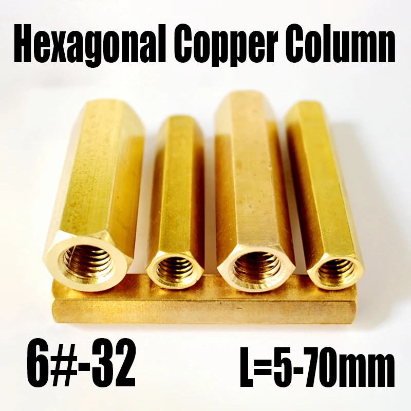 

5PCS 6#-32 Imperial Double Pass Hexagonal Copper Column Brass Hex Male Female Standoff Pillar Stud Hex Hollow Nut Screw Column