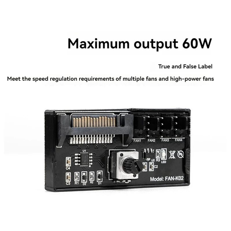 Фото ШИМ-контроллер скорости вентилятора Высокая мощность Sata DC Power 4-контактный регулятор вентилятора NAS Серверный регулятор скорости вентилятора 4-сторонний ШИМ-регулятор вентилятора №3