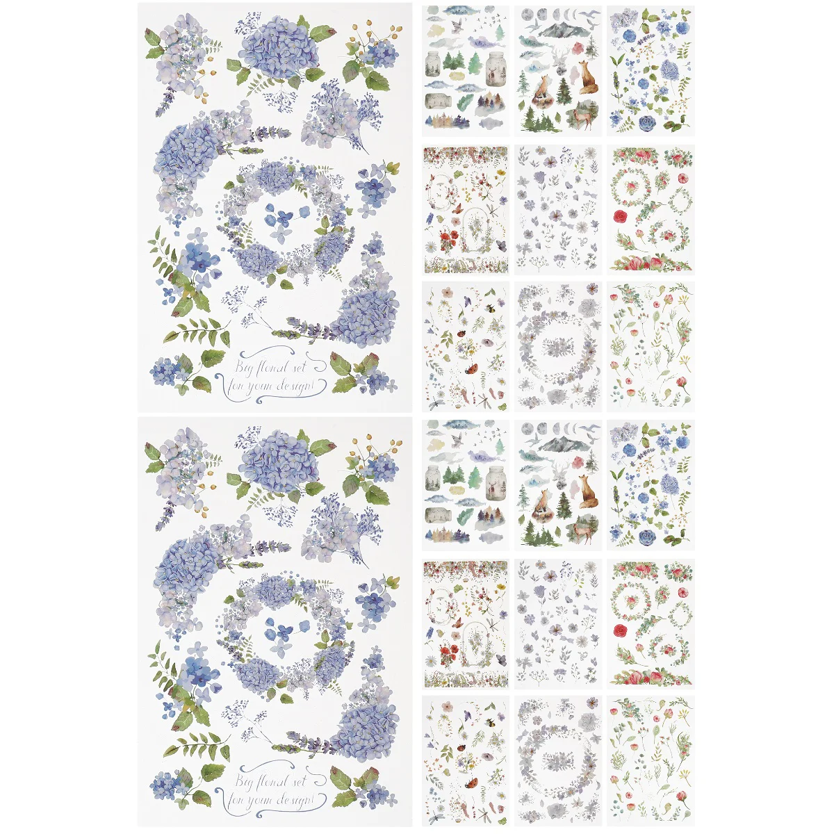 

20 Sheets of Floral Series Stickers Floral Decorative Decals Vintage Hand Account Stickers