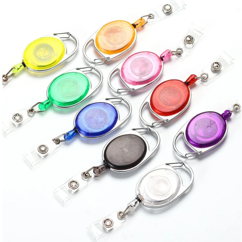 

Colorful Retractable Pull Key Ring Id Badge Lanyard Name Tag Card Holder Badge Clip Plastic Keychain Office Accessories