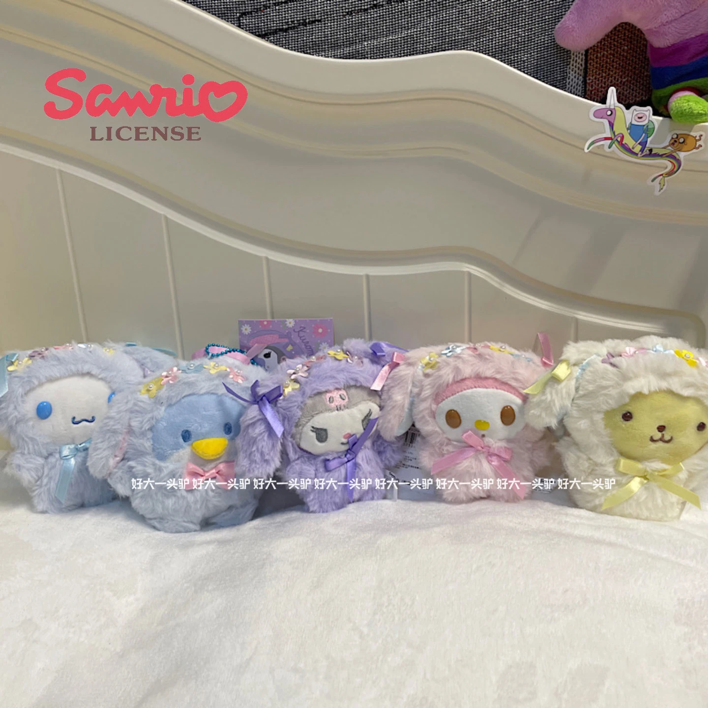 

Kawaii Sanrio Пасхальная гирлянда плюшевые игрушки My Melody Cinnamoroll Kuromi 10 см брелок Аниме Мягкие плюшевые куклы подарок для детей