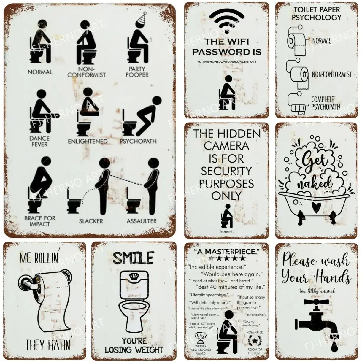 Забавный туалет металлическая картина жестяная вывеска ретро-картина винтажная