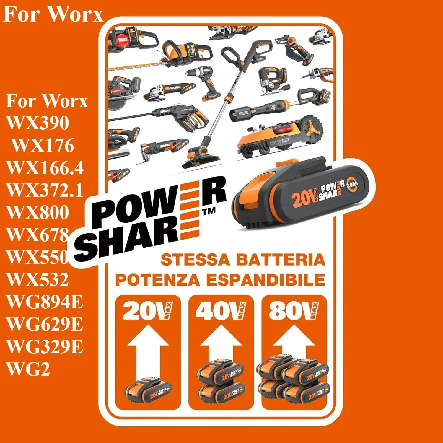 100% Оригинальный аккумулятор 20В 6Ач 8Ач для электроинструментов WORX WA3014 WA3551 WG630 WG629 WX372 WX390 WX394 WX550 WX523 WX802 WX858 WX900 (art.: 3920d7b92baba) - 3920d7b92baba