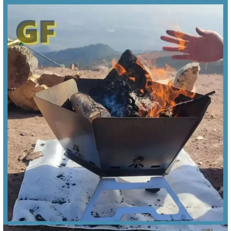 Кемпинговая мангал складная печь для костра портативная горелка дров уличная